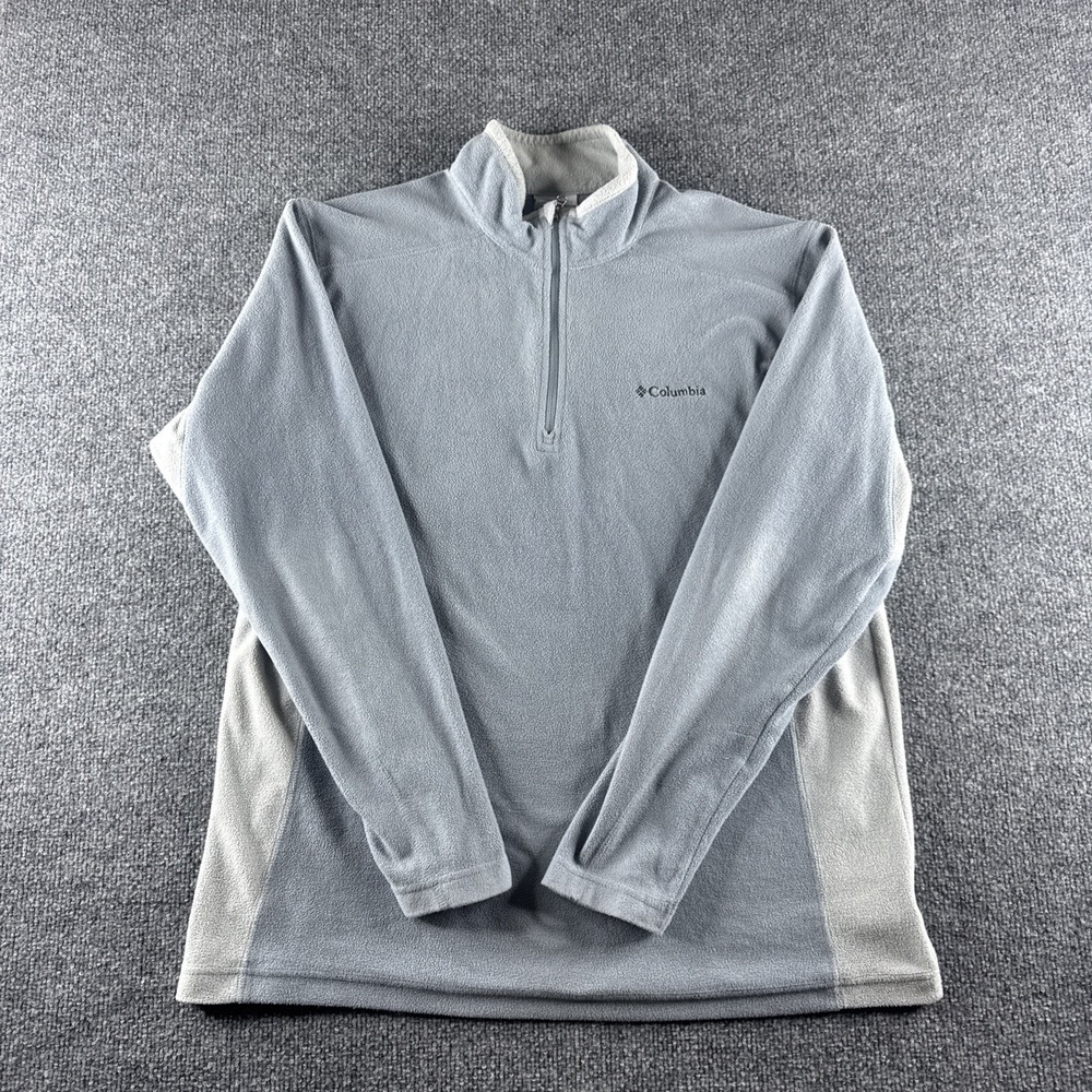 Columbia Jacket Men M Gray 1/4 Zip Sweatshirt Outdoors Hiking Lightweight Fleece